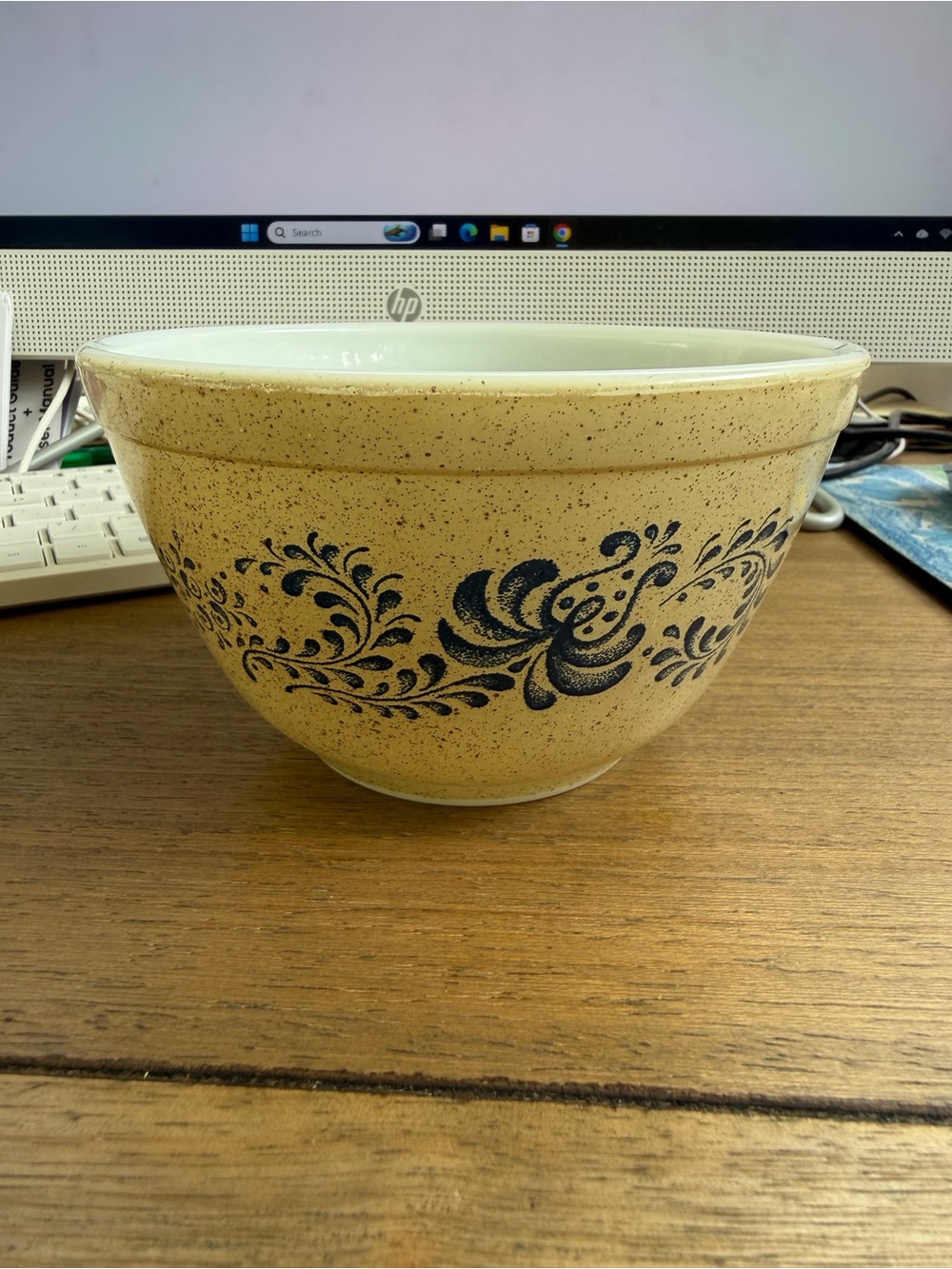 Vintage Pyrex Homestead 402 Mixing Nesting Bowl Brown Tan Speckled Blue 1.5L